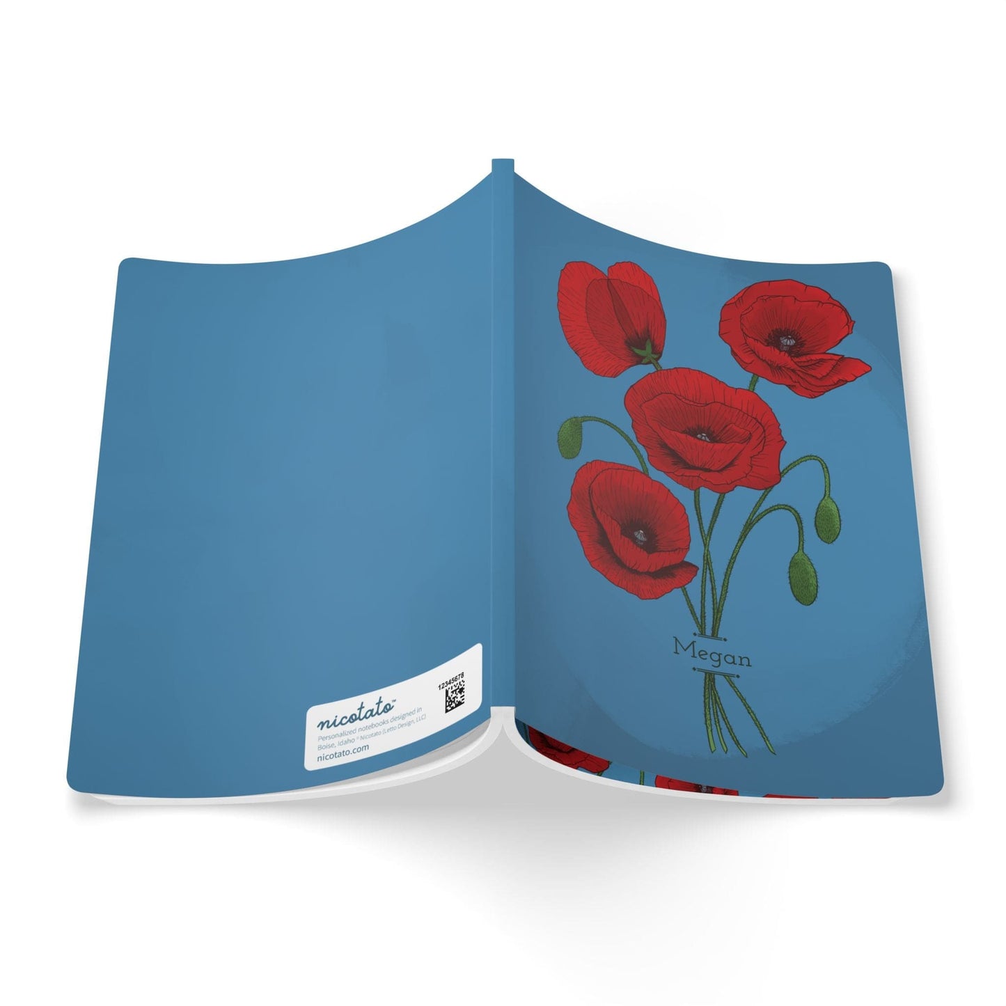 Paper products Poppy Flower Journal - August Birth flower - Personalizable Softcover Journal