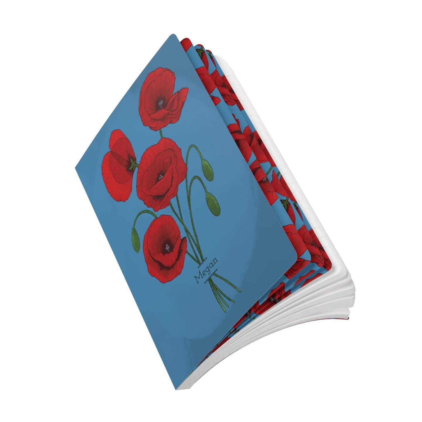 Paper products Poppy Flower Journal - August Birth flower - Personalizable Softcover Journal