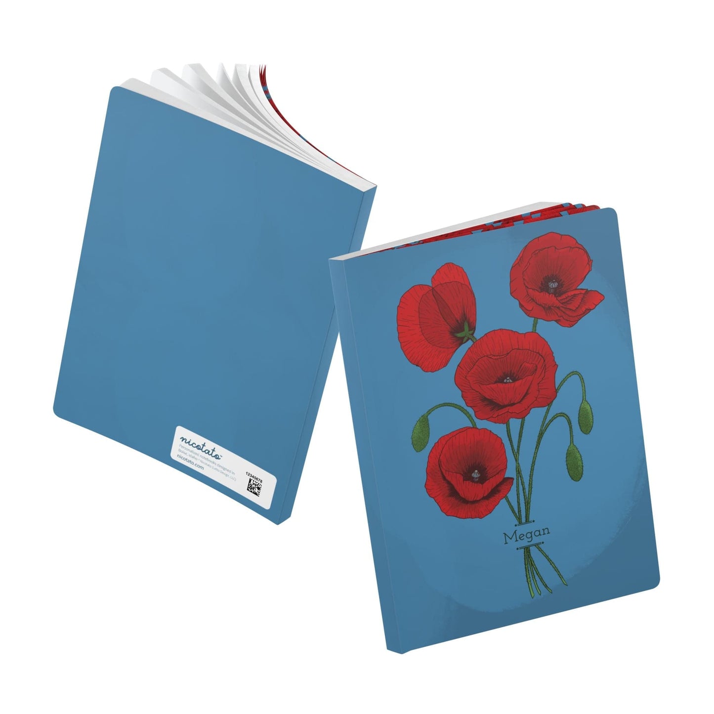 Paper products Poppy Flower Journal - August Birth flower - Personalizable Softcover Journal