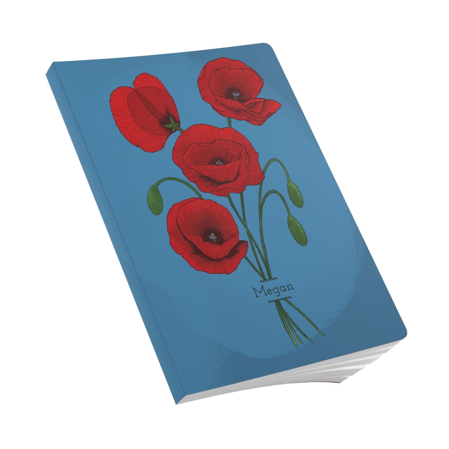 Paper products Poppy Flower Journal - August Birth flower - Personalizable Softcover Journal