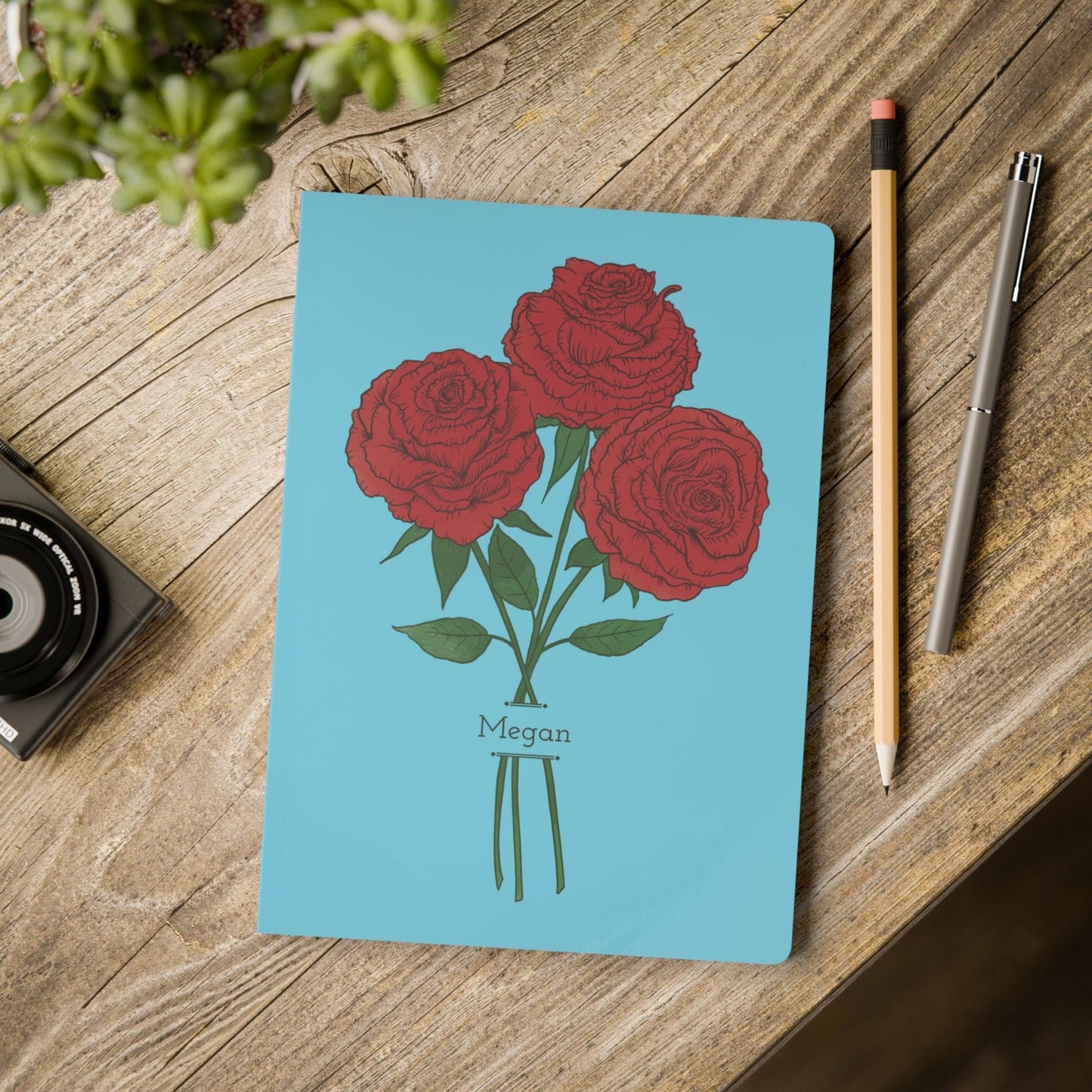 Paper products Rose Flower Journal - June Birth flower - Personalizable Softcover Journal