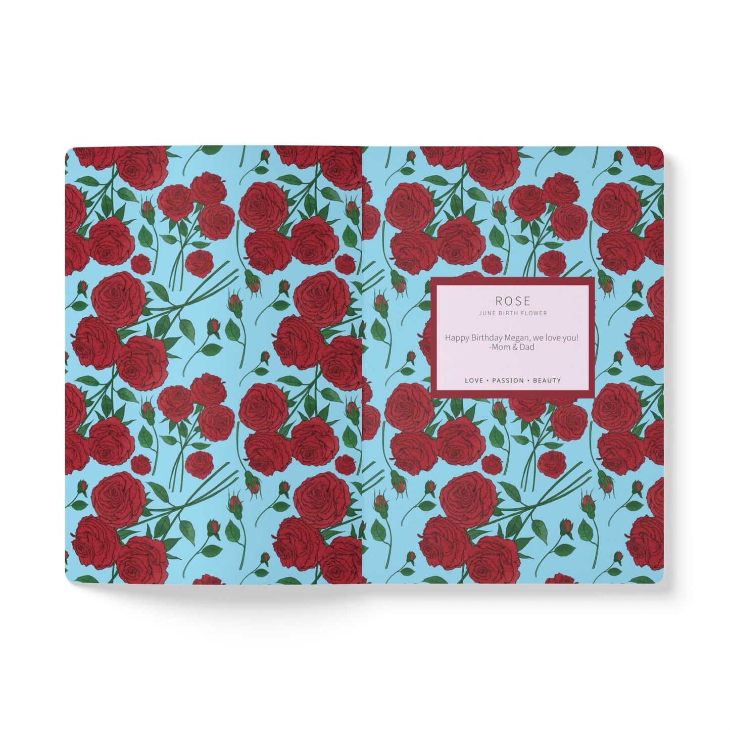 Paper products Rose Flower Journal - June Birth flower - Personalizable Softcover Journal