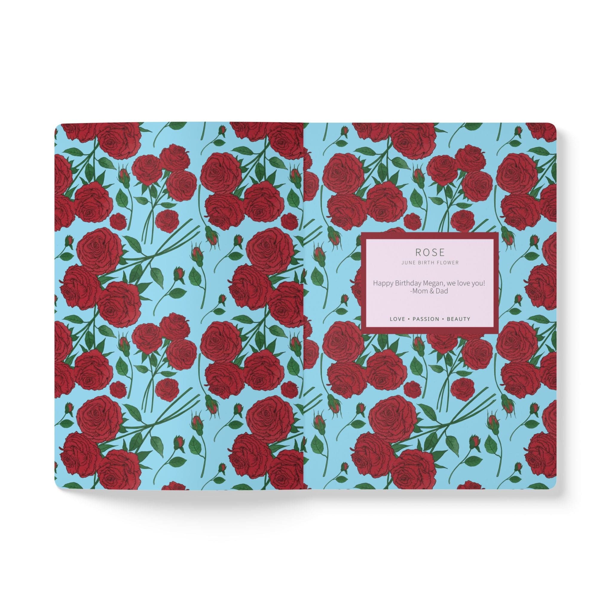 Paper products Rose Flower Journal - June Birth flower - Personalizable Softcover Journal