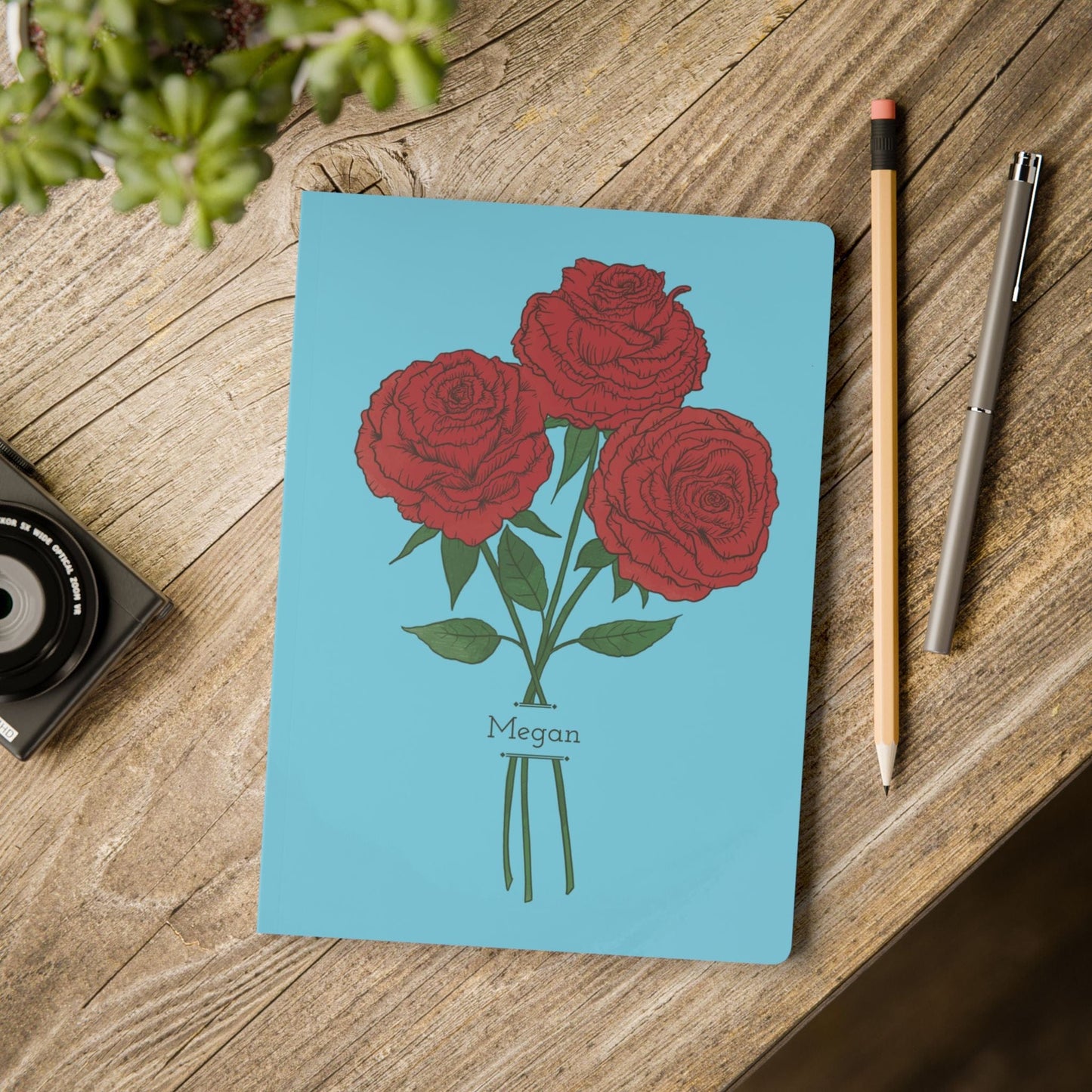 Paper products Rose Flower Journal - June Birth flower - Personalizable Softcover Journal