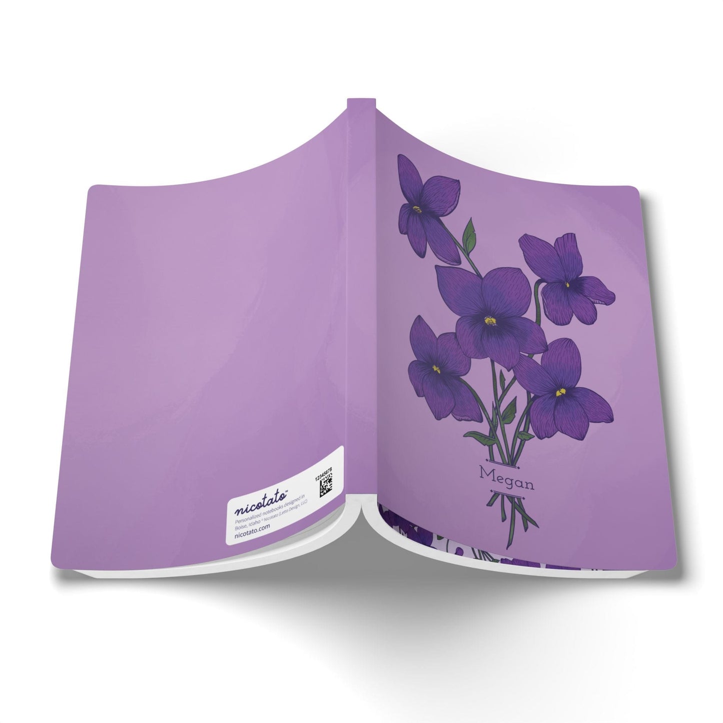 Paper products Violet Flower Journal - February Birth flower - Personalizable Softcover Journal