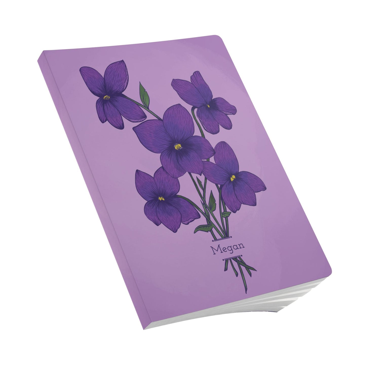 Paper products Violet Flower Journal - February Birth flower - Personalizable Softcover Journal