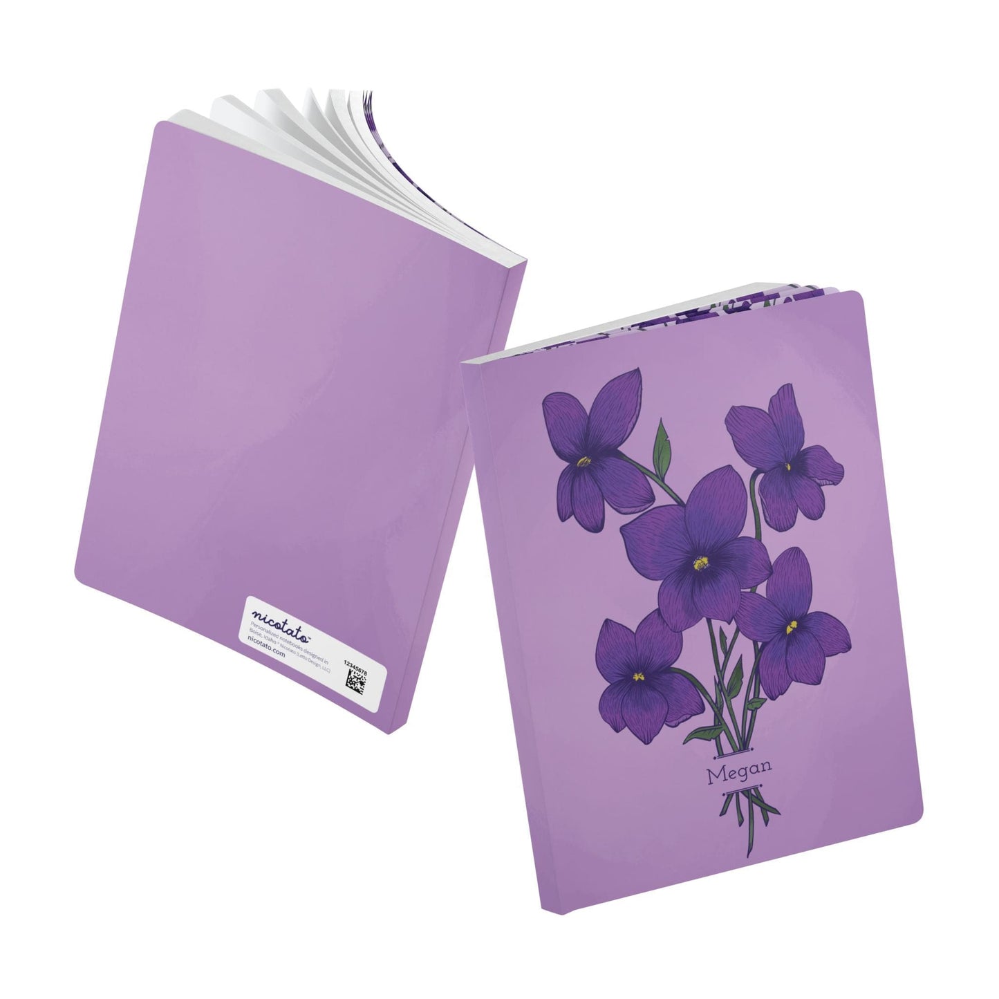 Paper products Violet Flower Journal - February Birth flower - Personalizable Softcover Journal
