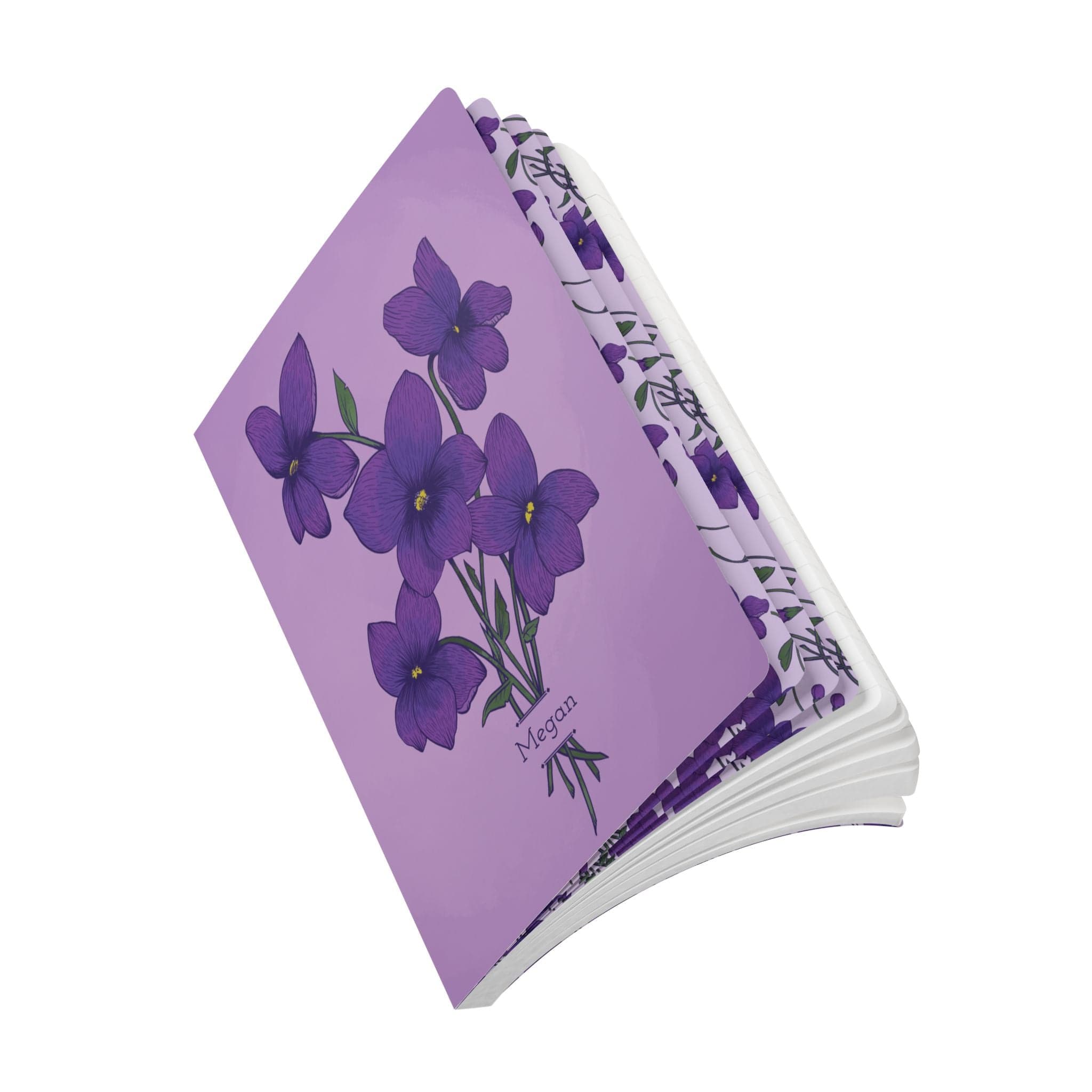 Paper products Violet Flower Journal - February Birth flower - Personalizable Softcover Journal