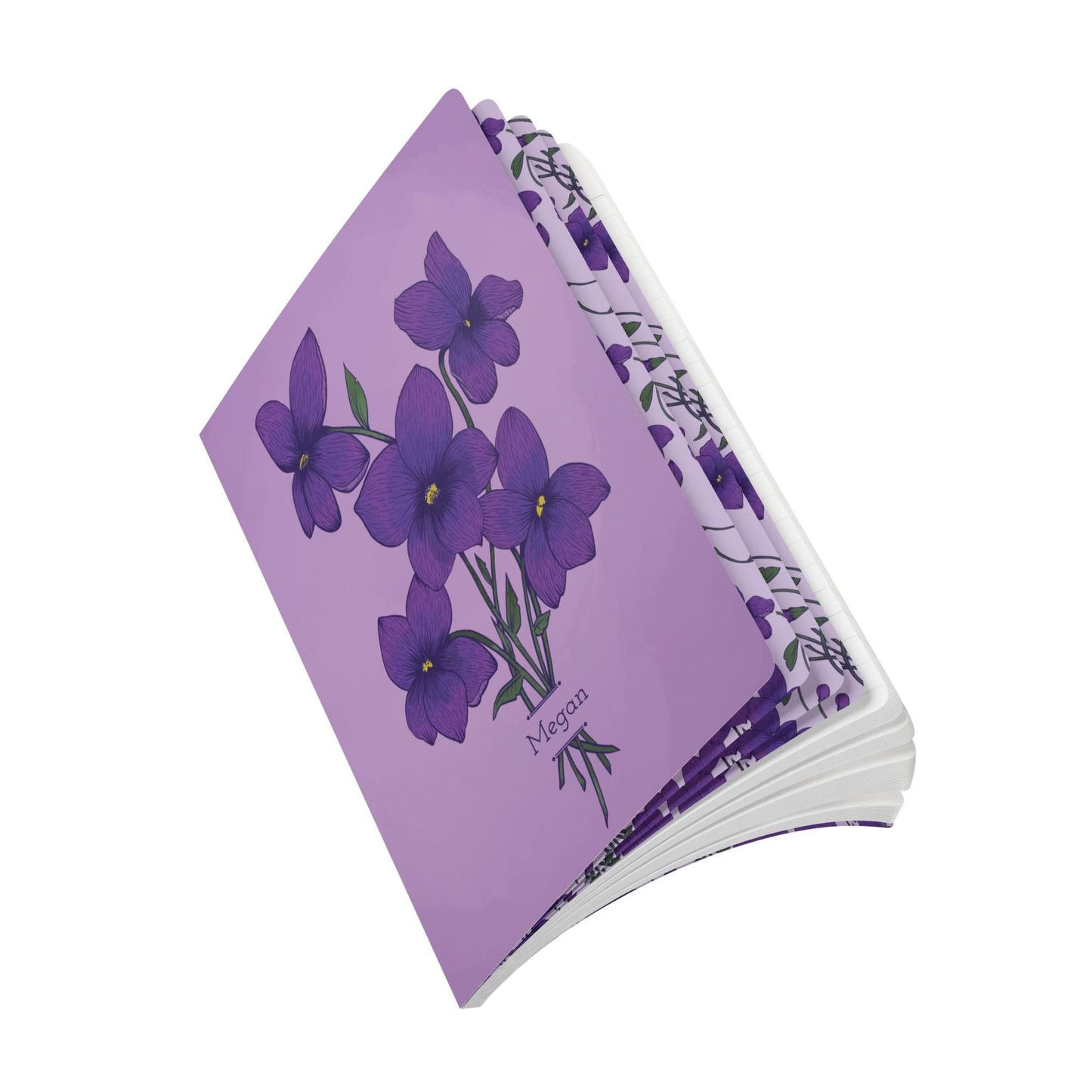 Paper products Violet Flower Journal - February Birth flower - Personalizable Softcover Journal