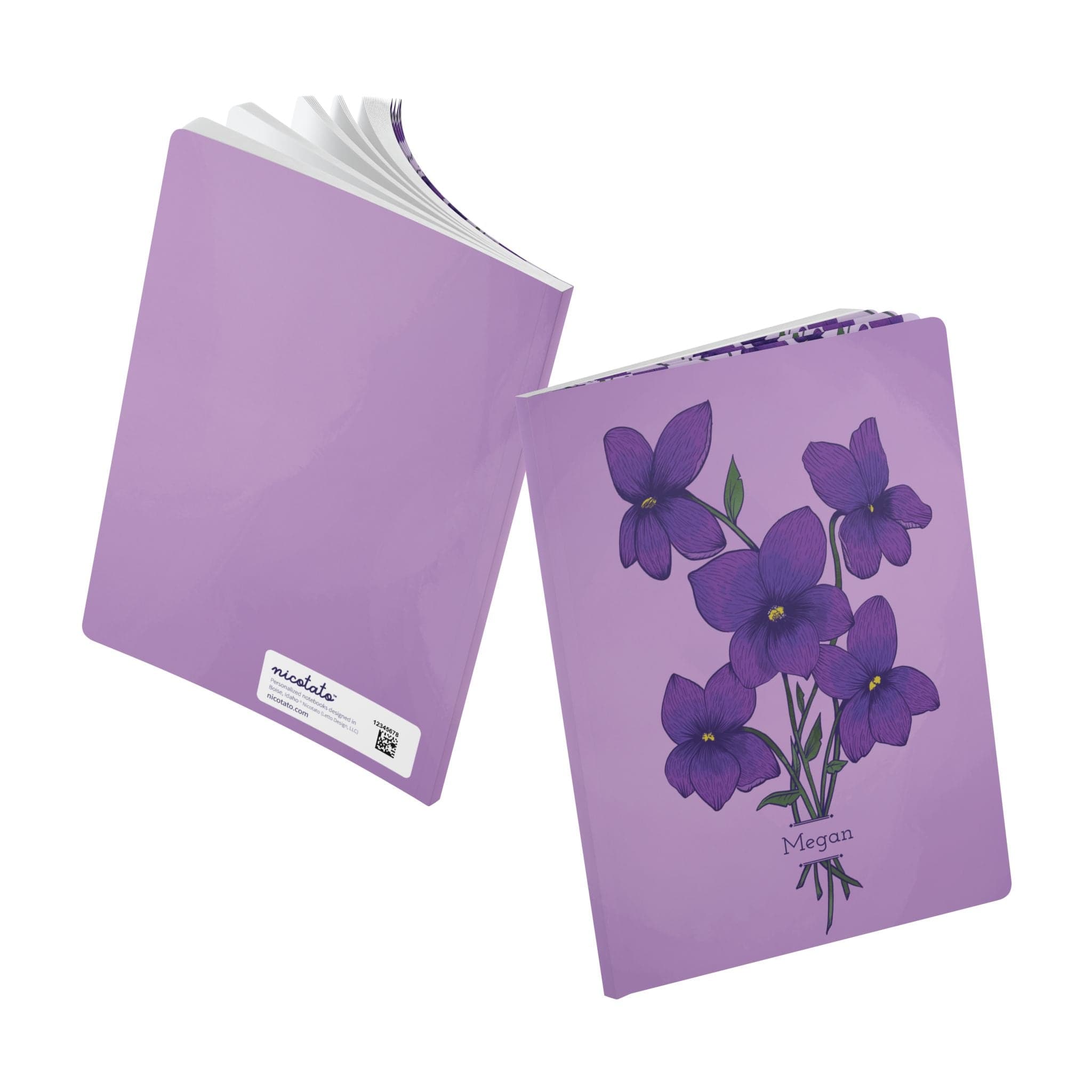 Paper products Violet Flower Journal - February Birth flower - Personalizable Softcover Journal
