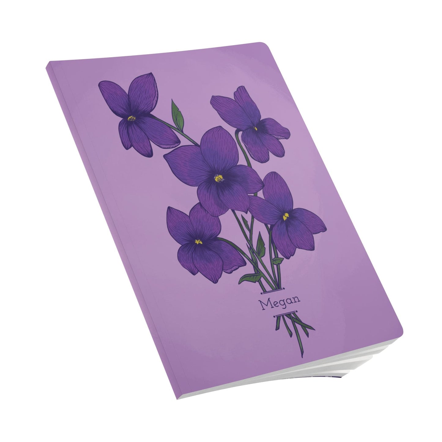 Paper products Violet Flower Journal - February Birth flower - Personalizable Softcover Journal