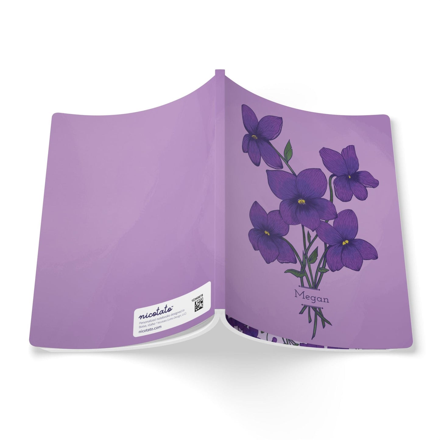 Paper products Violet Flower Journal - February Birth flower - Personalizable Softcover Journal