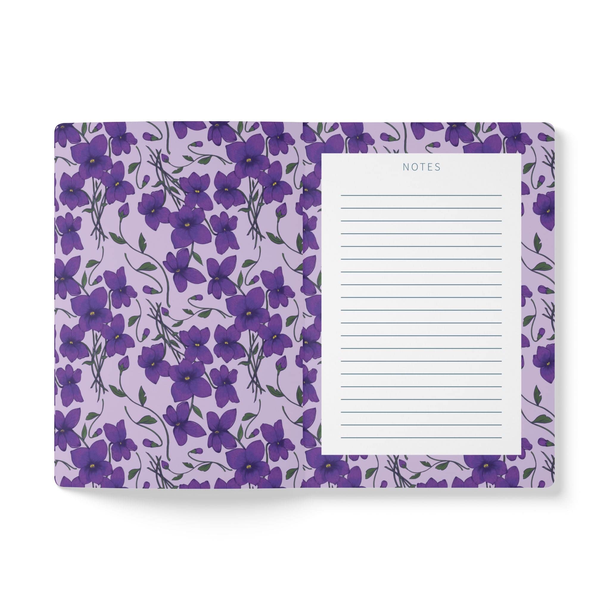 Paper products Violet Flower Journal - February Birth flower - Personalizable Softcover Journal