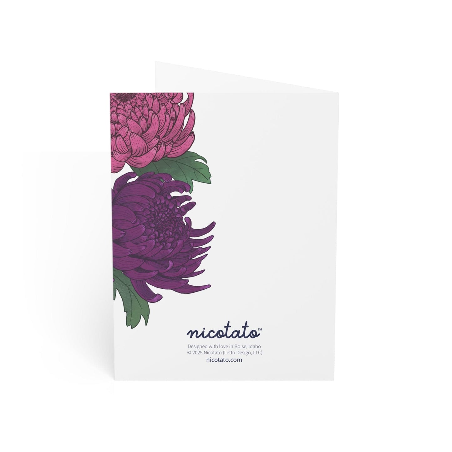 Paper products You're Always in Bloom in my Mind - Greeting Card featuring hand drawn Chrysanthemum