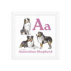 10″×10″ A is for Australian Shepherd Framed Print | Kids Room Art