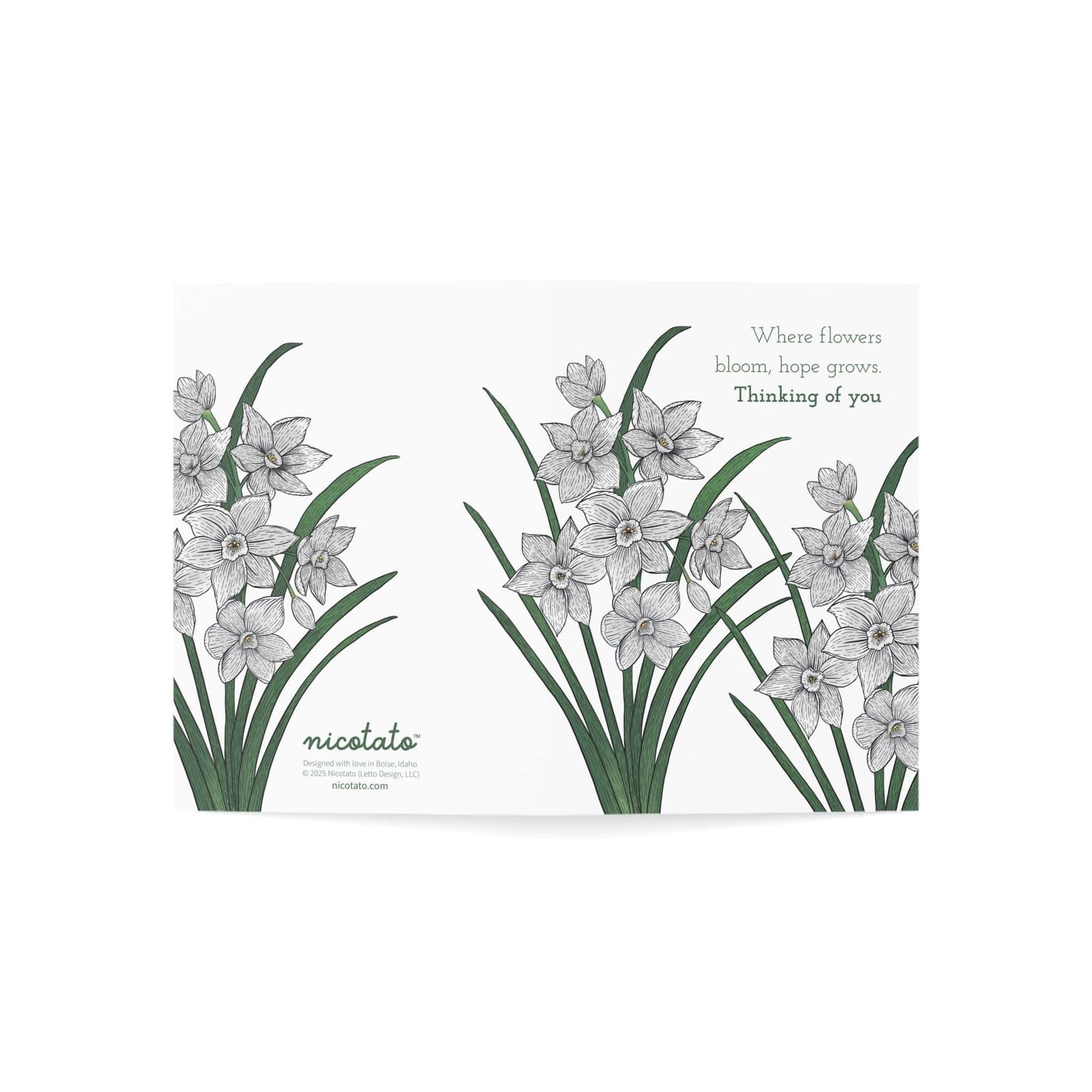 Thinking of You – Paperwhite Flower Greeting Card