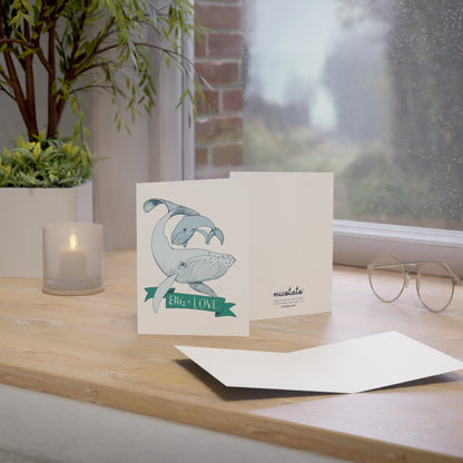 Big Love – Whale Greeting Card (Green Banner)