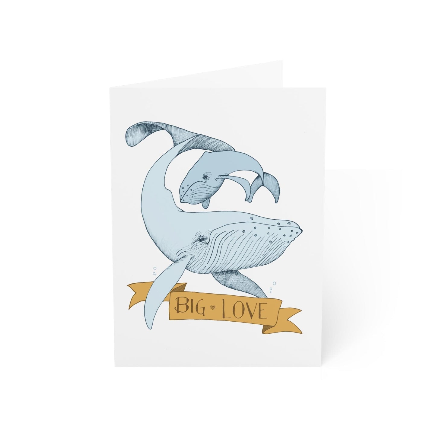 Big Love – Whale Greeting Card (Yellow Banner)