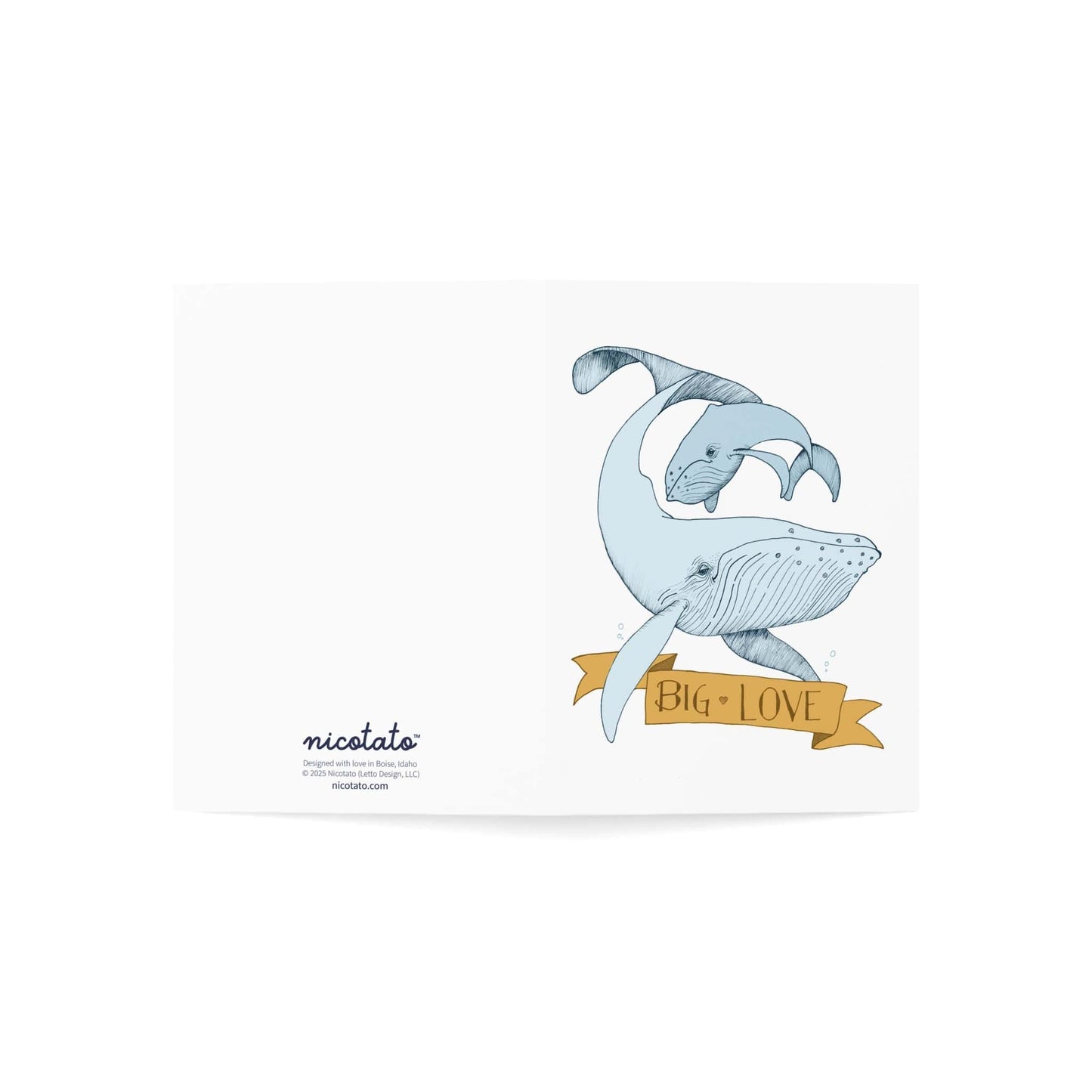 Big Love – Whale Greeting Card (Yellow Banner)