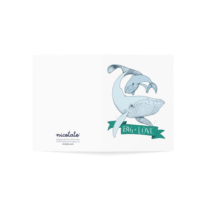 Big Love – Whale Greeting Card (Green Banner)