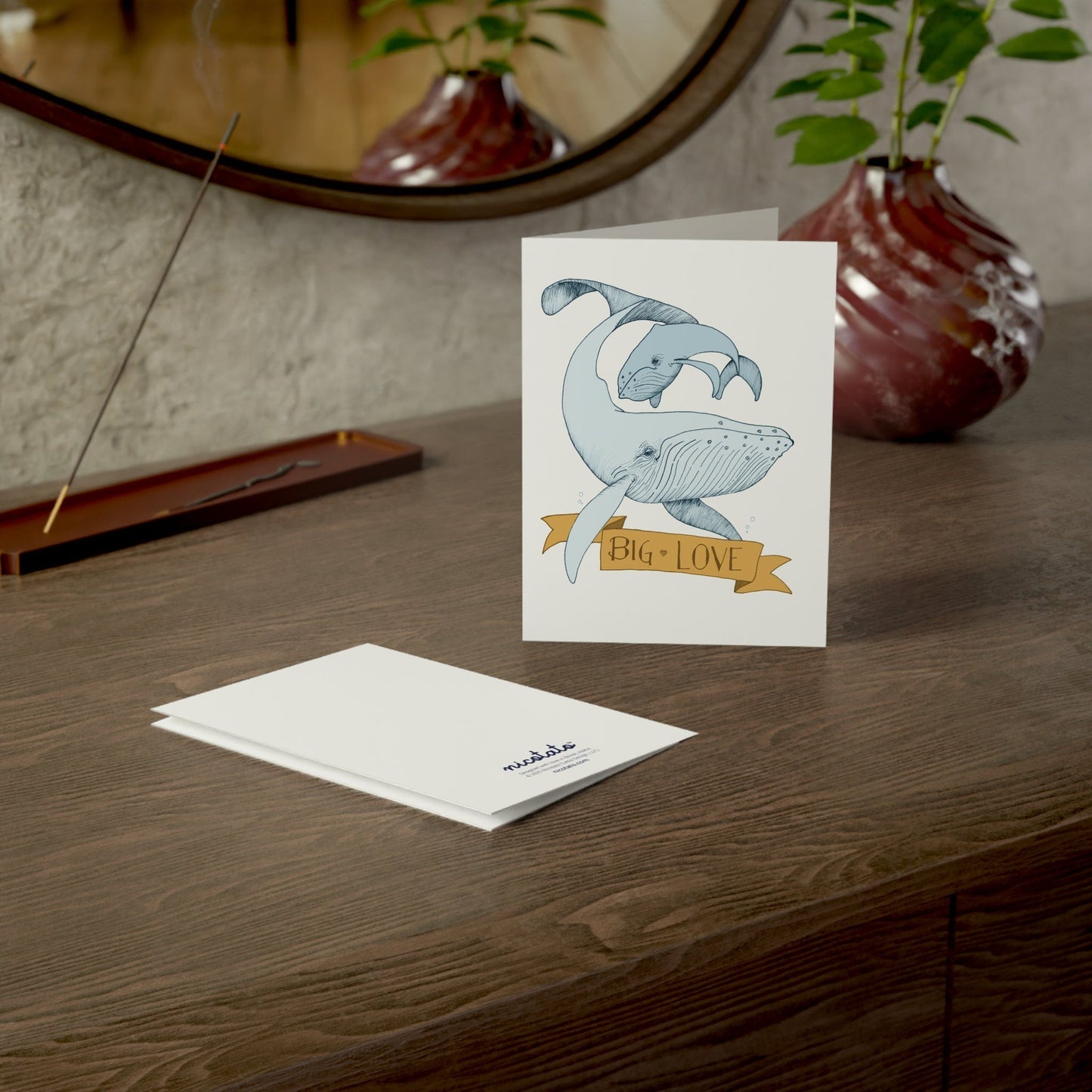 Big Love – Whale Greeting Card (Yellow Banner)