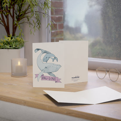Big Love – Whale Greeting Card (Pink Banner)