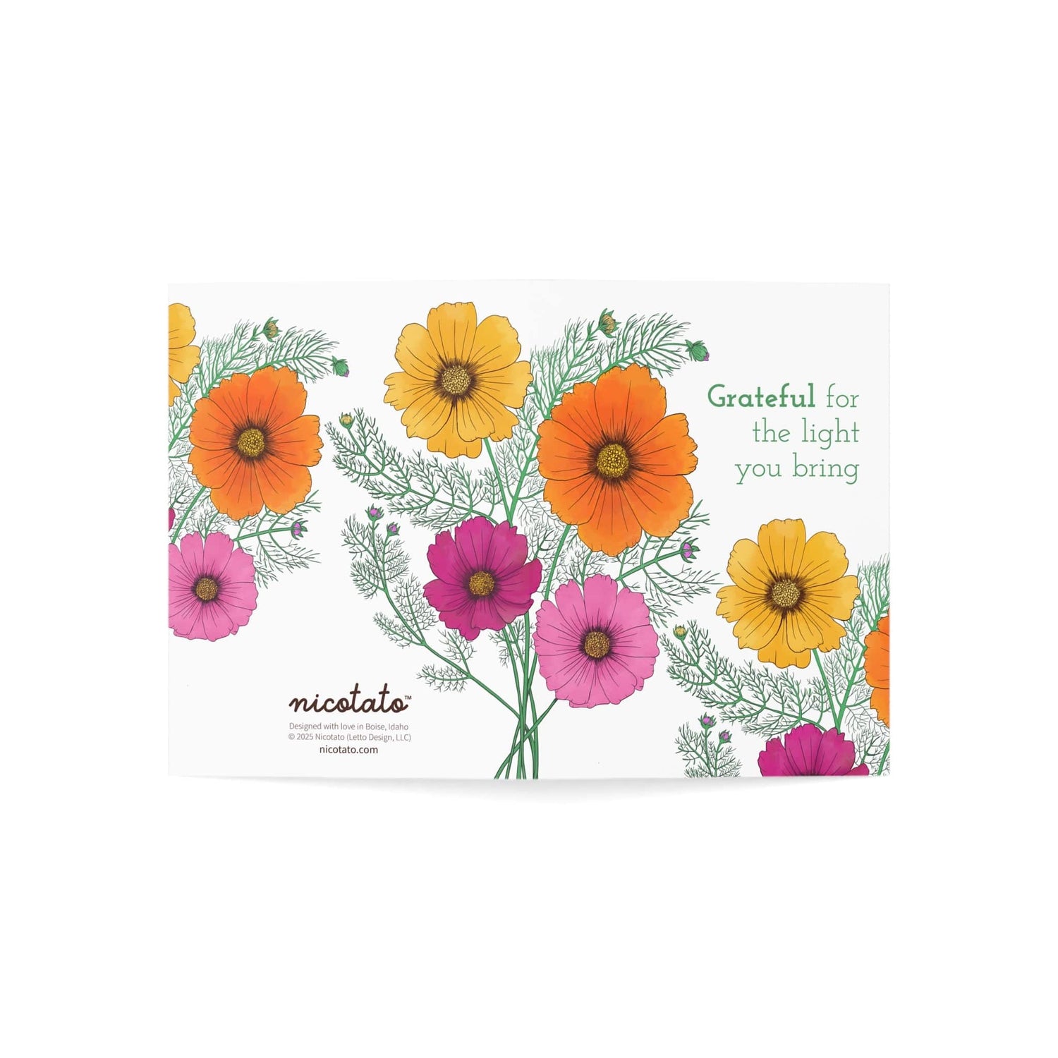 Grateful for the Light You Bring – Cosmo Flower Greeting Card