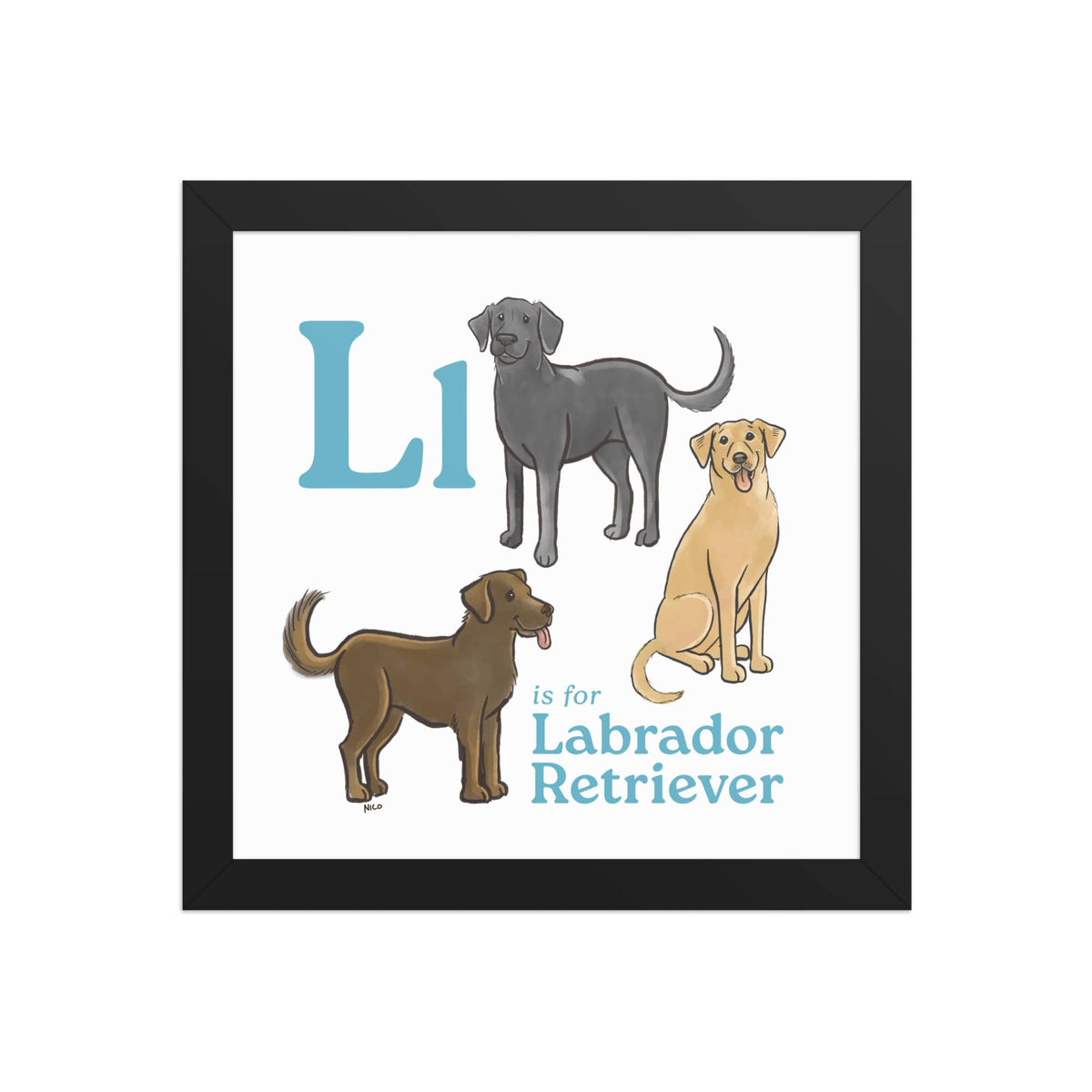 FRAMED-POSTER Black / 10″×10″ L is for Labrador Retriever Framed Print | Kids Room Art