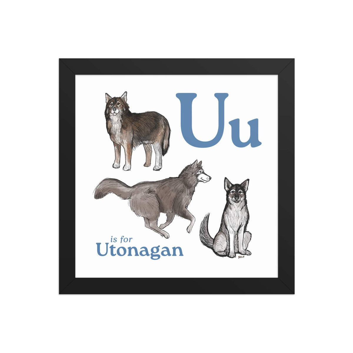 FRAMED-POSTER Black / 10″×10″ U is for Utonagan Framed Art Print | Kids Room Art