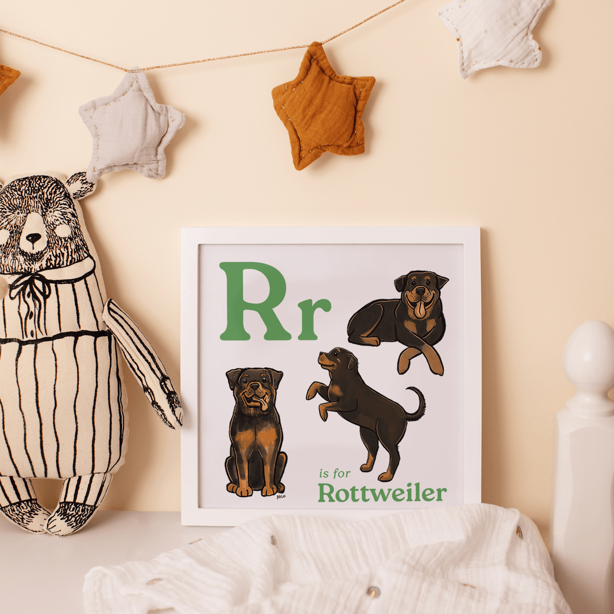 FRAMED-POSTER R is for Rottweiler Framed Print | Kids Room Art