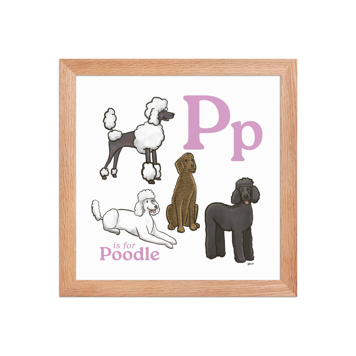 FRAMED-POSTER Red Oak / 10″×10″ P is for Poodle Framed Print | Kids Room Art