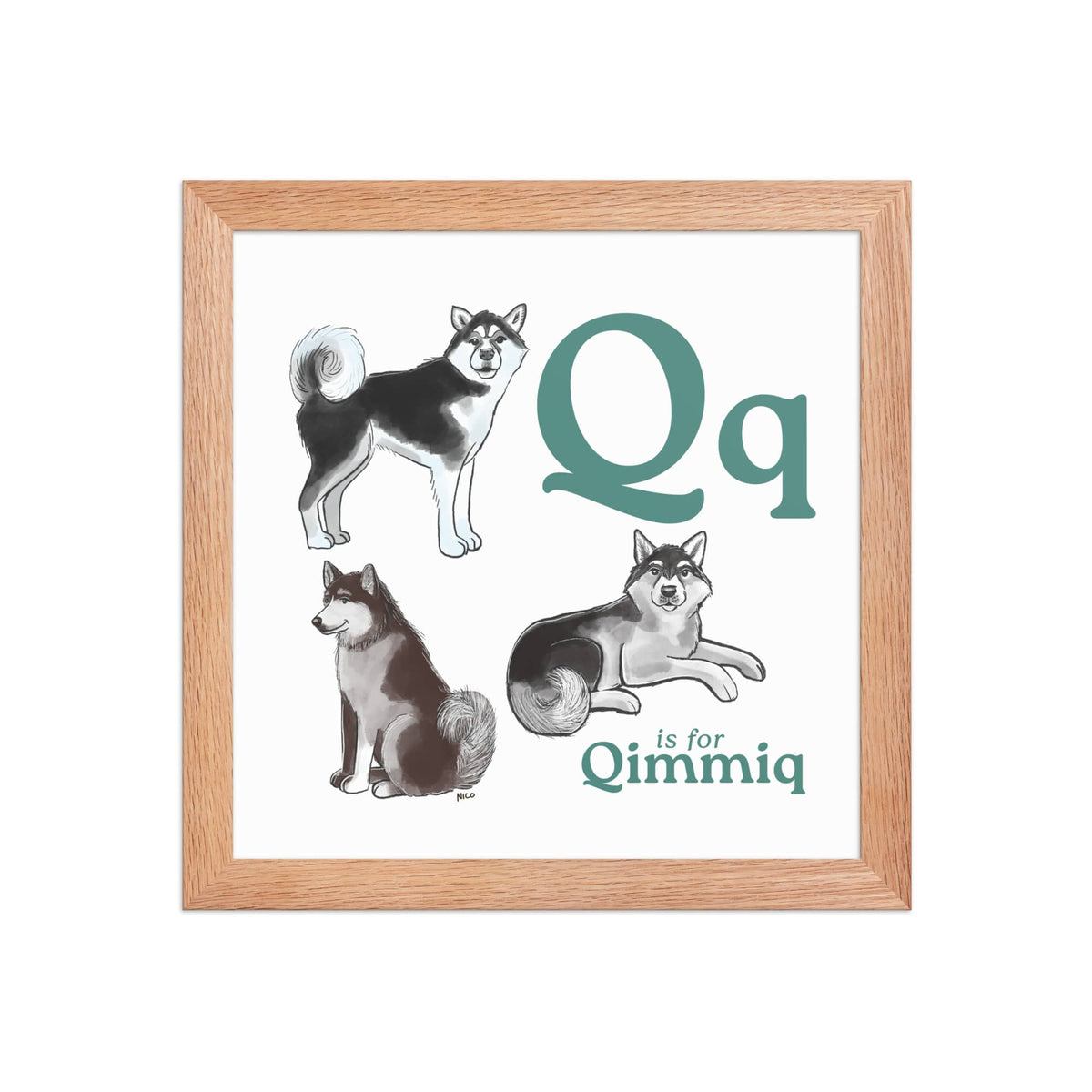 FRAMED-POSTER Red Oak / 10″×10″ Q is for Qimmiq Framed Print | Kids Room Art