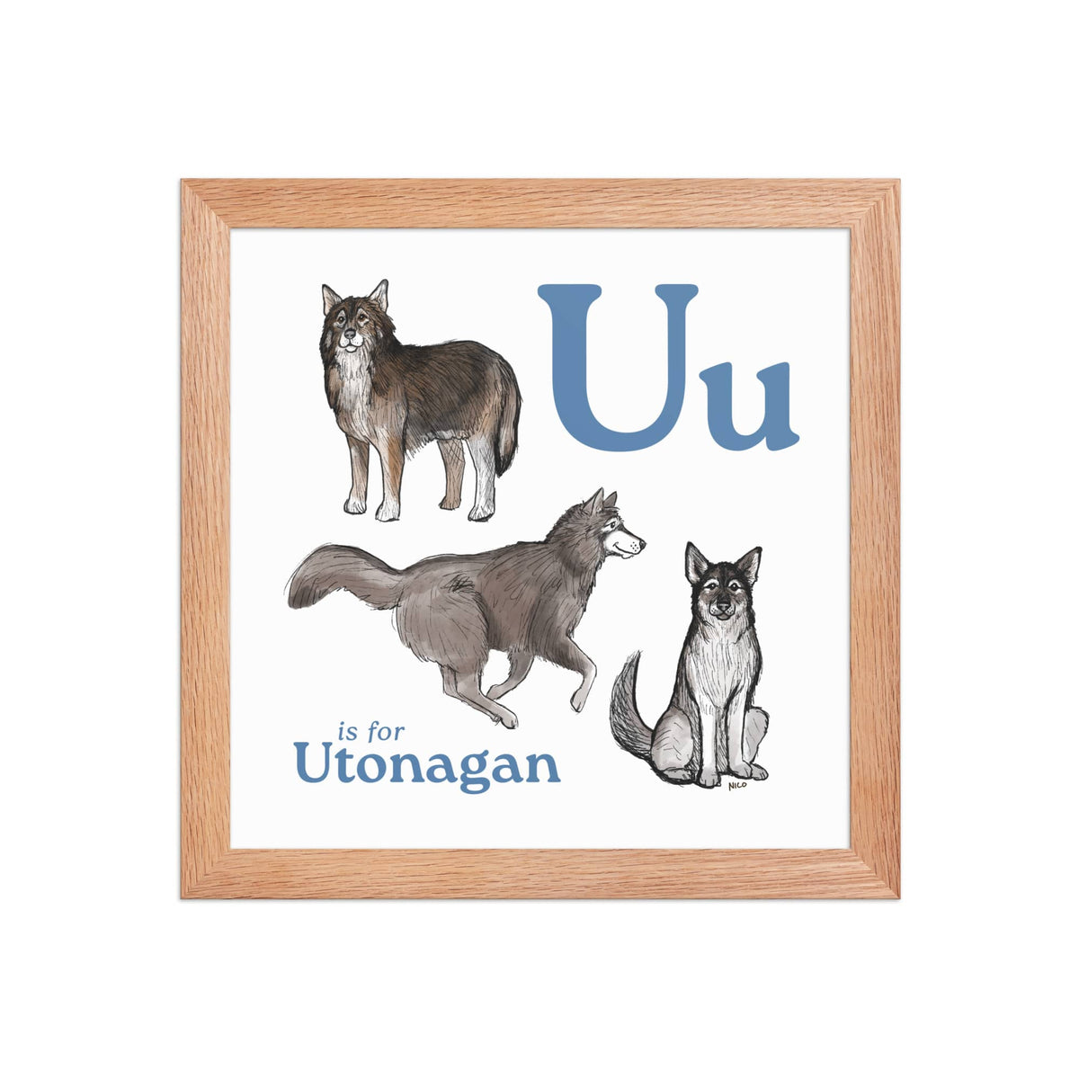 FRAMED-POSTER Red Oak / 10″×10″ U is for Utonagan Framed Art Print | Kids Room Art