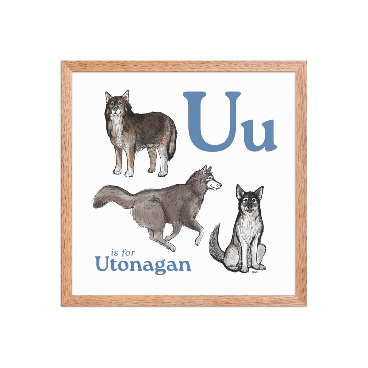 FRAMED-POSTER Red Oak / 16″×16″ U is for Utonagan Framed Art Print | Kids Room Art