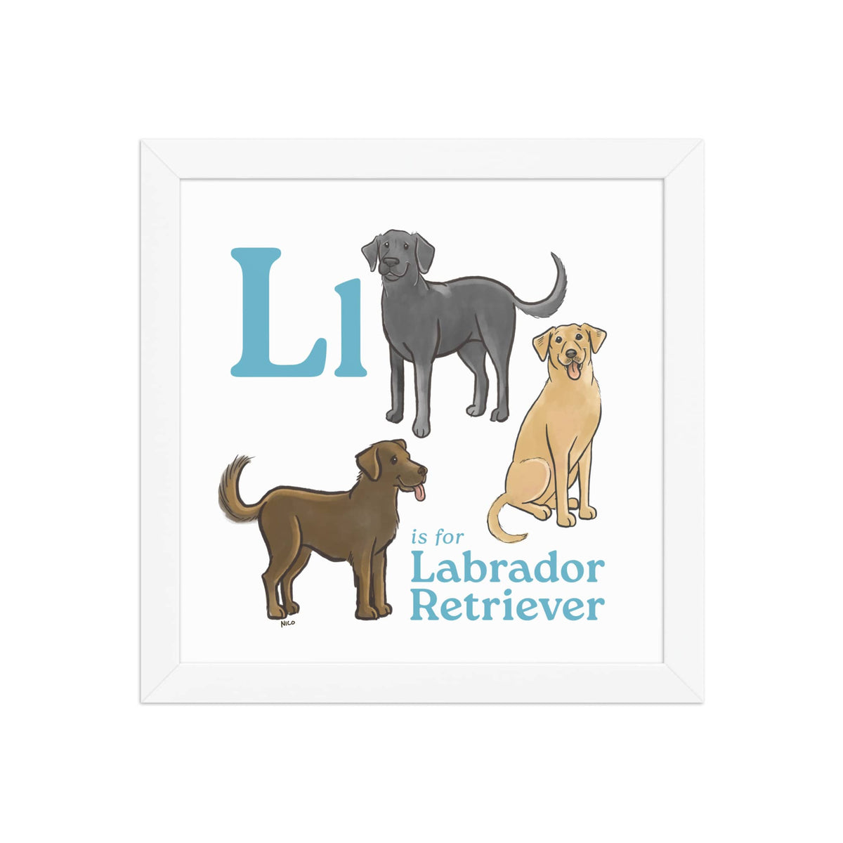 FRAMED-POSTER White / 10″×10″ L is for Labrador Retriever Framed Print | Kids Room Art
