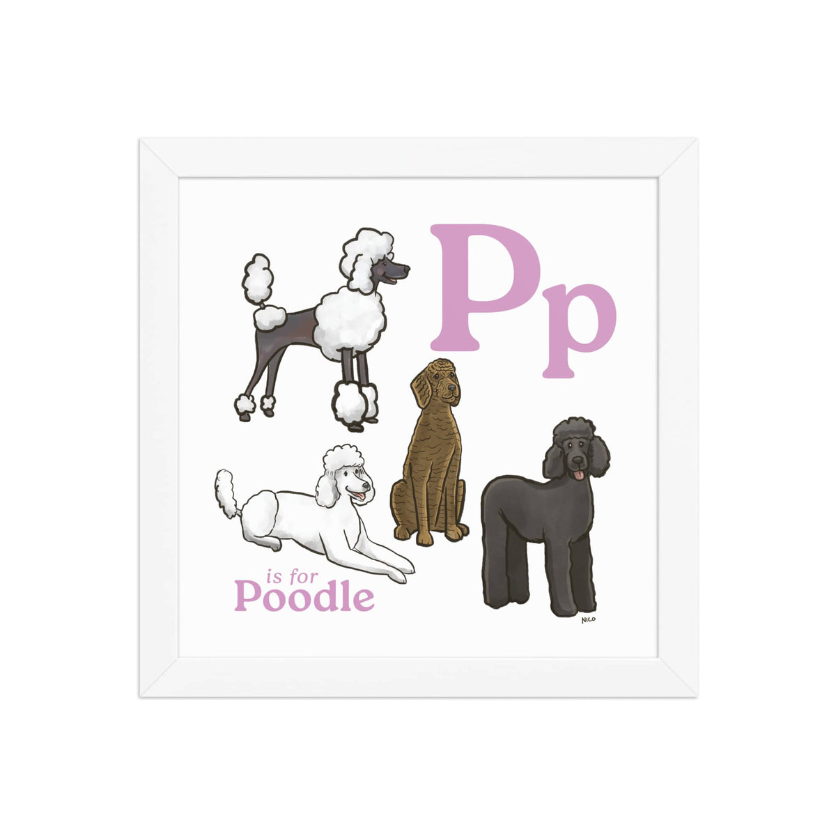 FRAMED-POSTER White / 10″×10″ P is for Poodle Framed Print | Kids Room Art