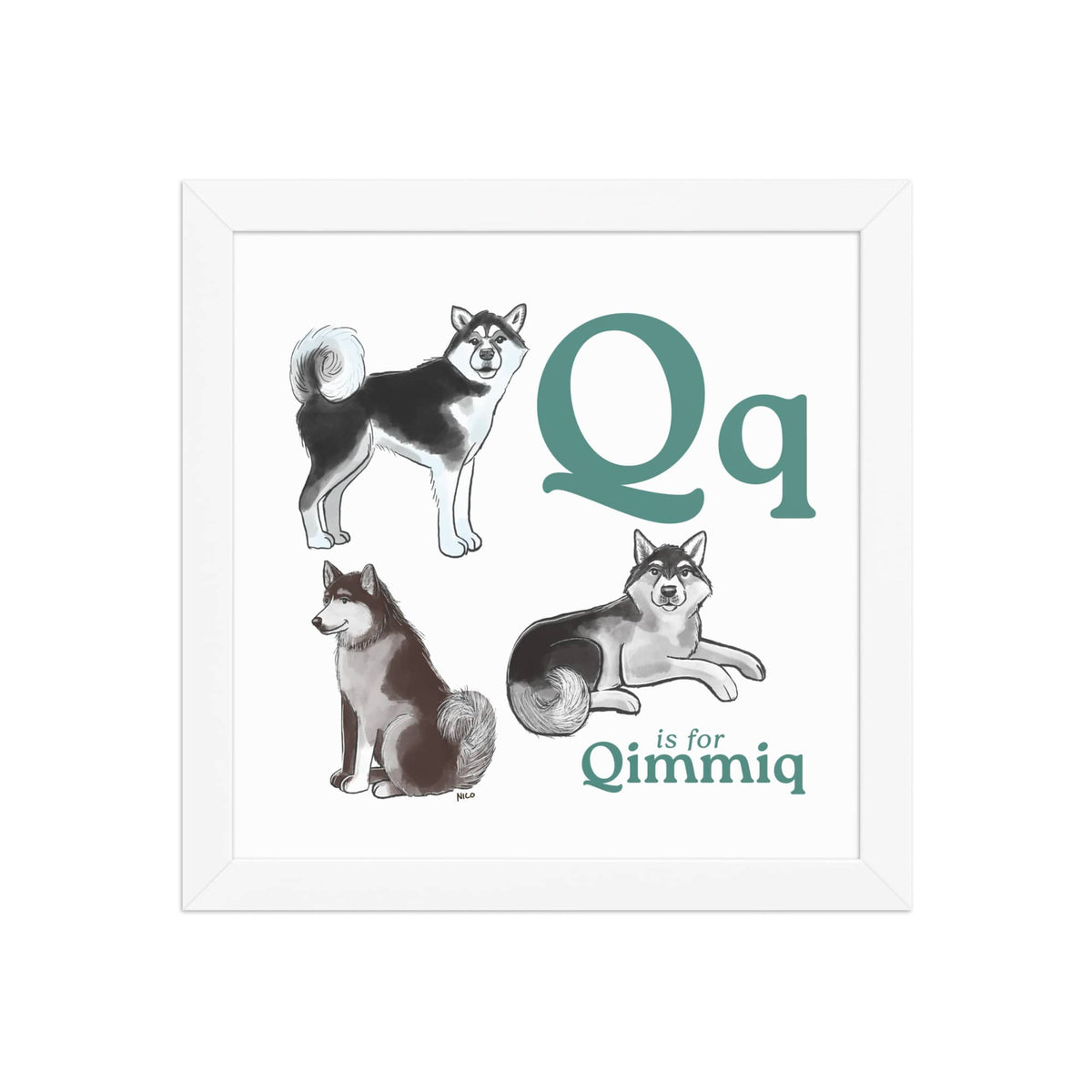 FRAMED-POSTER White / 10″×10″ Q is for Qimmiq Framed Print | Kids Room Art