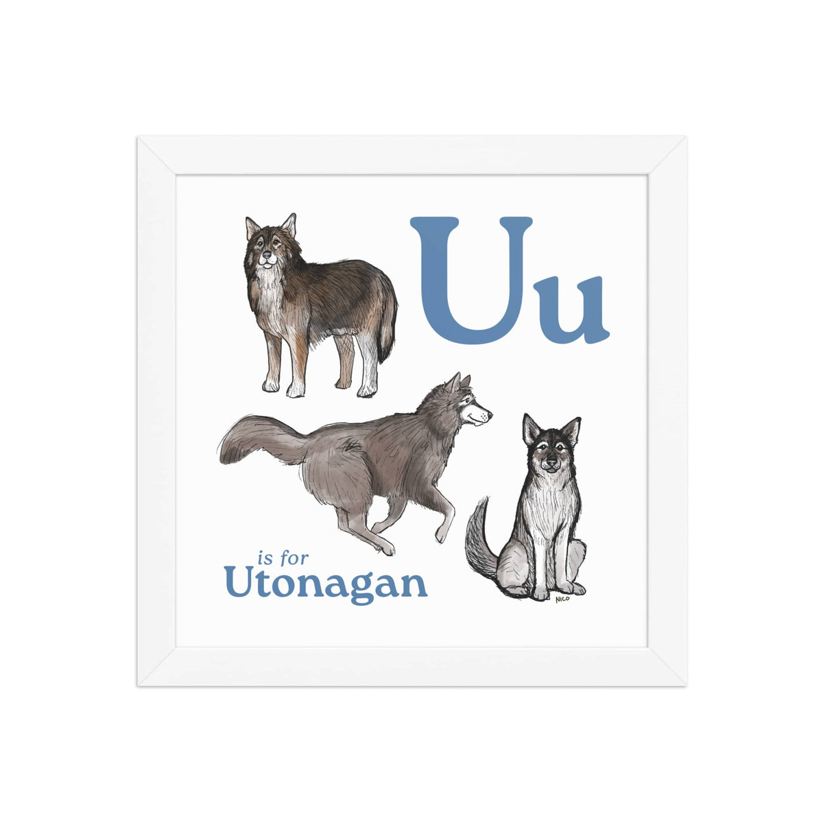 FRAMED-POSTER White / 10″×10″ U is for Utonagan Framed Art Print | Kids Room Art