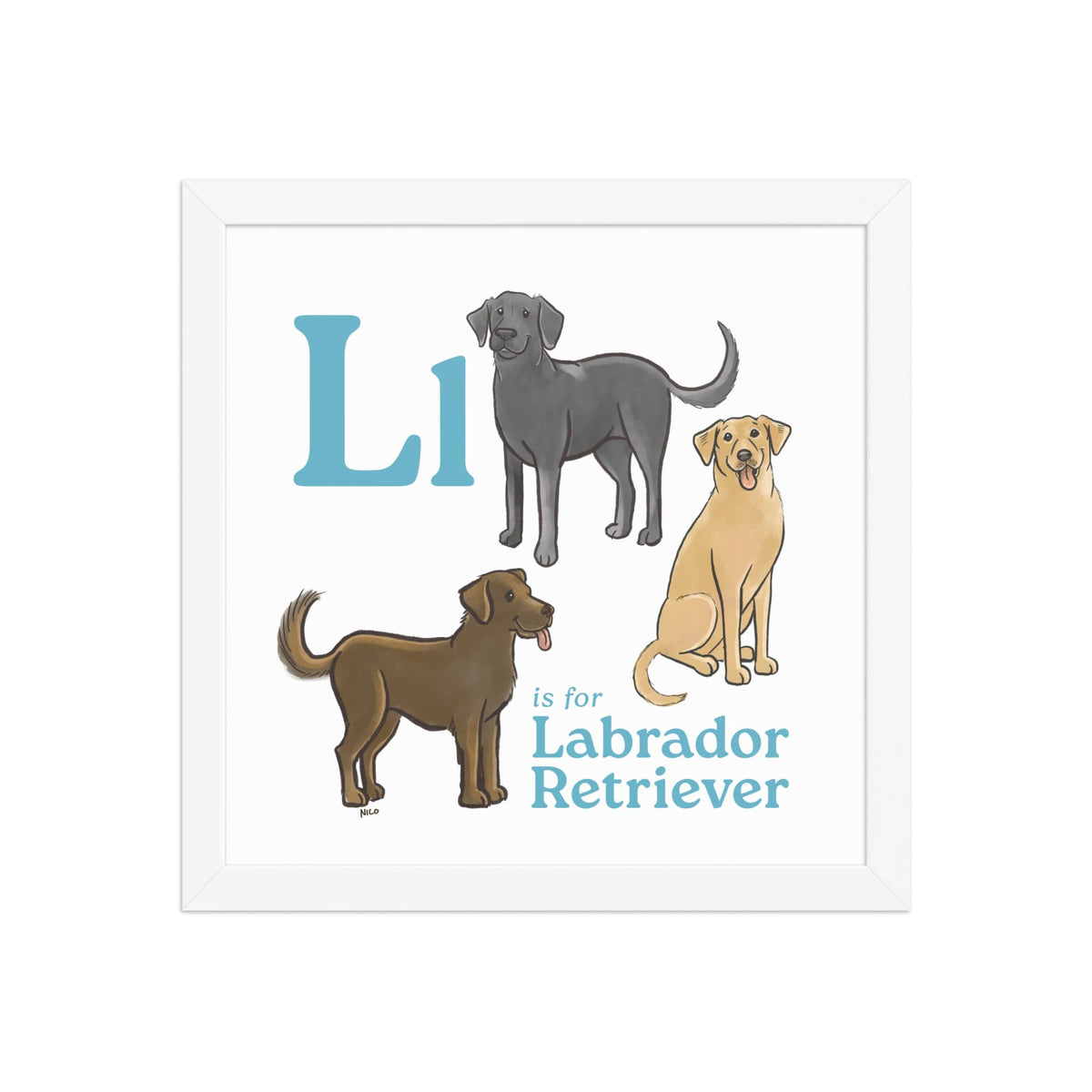 FRAMED-POSTER White / 12″×12″ L is for Labrador Retriever Framed Print | Kids Room Art