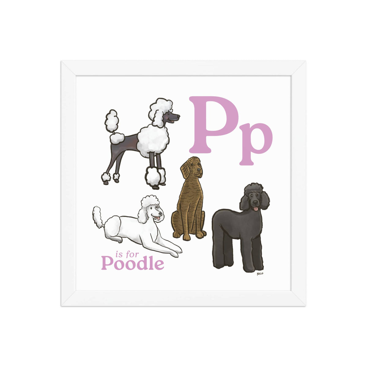 FRAMED-POSTER White / 12″×12″ P is for Poodle Framed Print | Kids Room Art