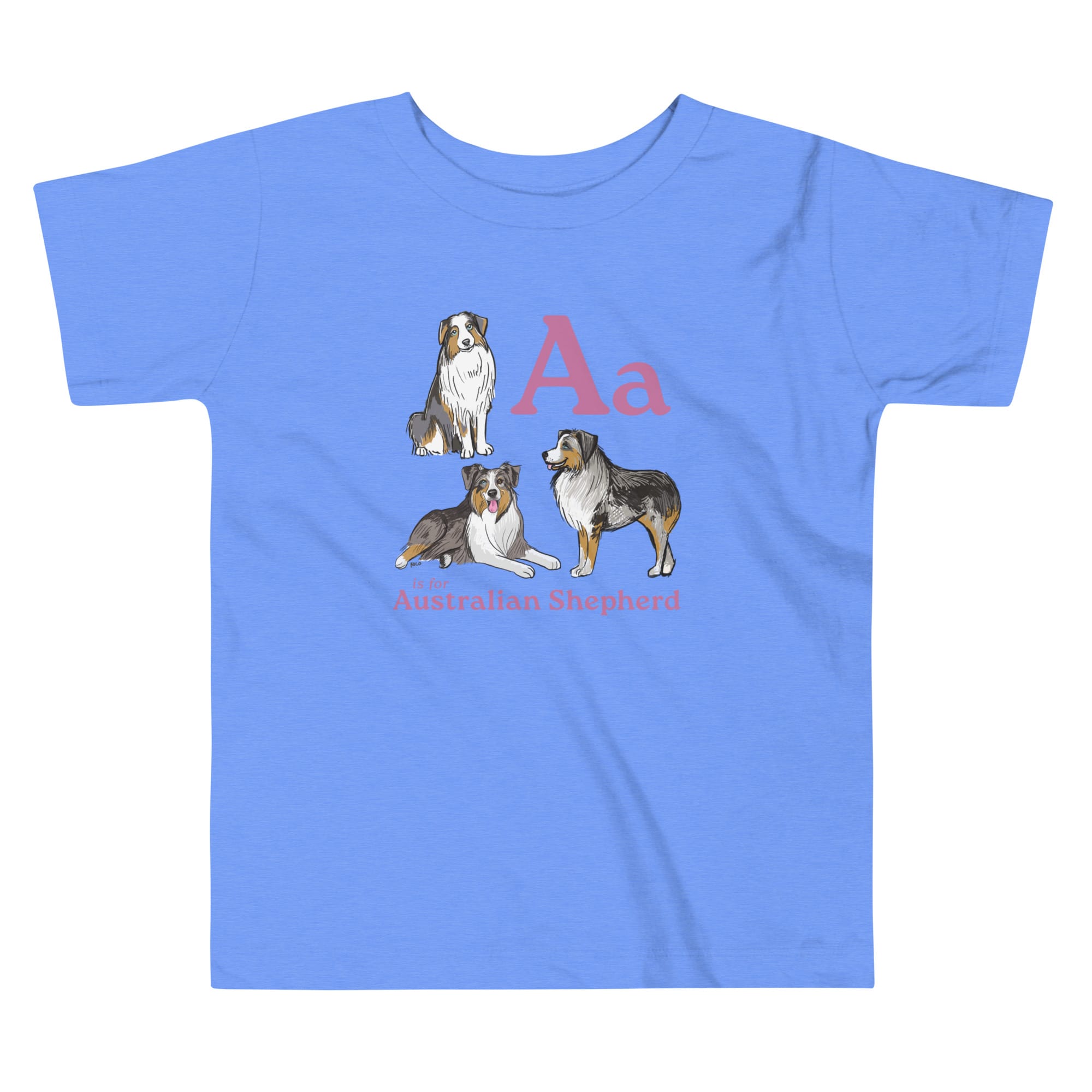 Heather Columbia Blue / 2T A is for Australian Shepherd | Toddler Short Sleeve Tee