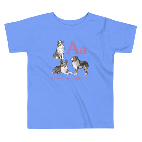 Heather Columbia Blue / 2T A is for Australian Shepherd | Toddler Short Sleeve Tee