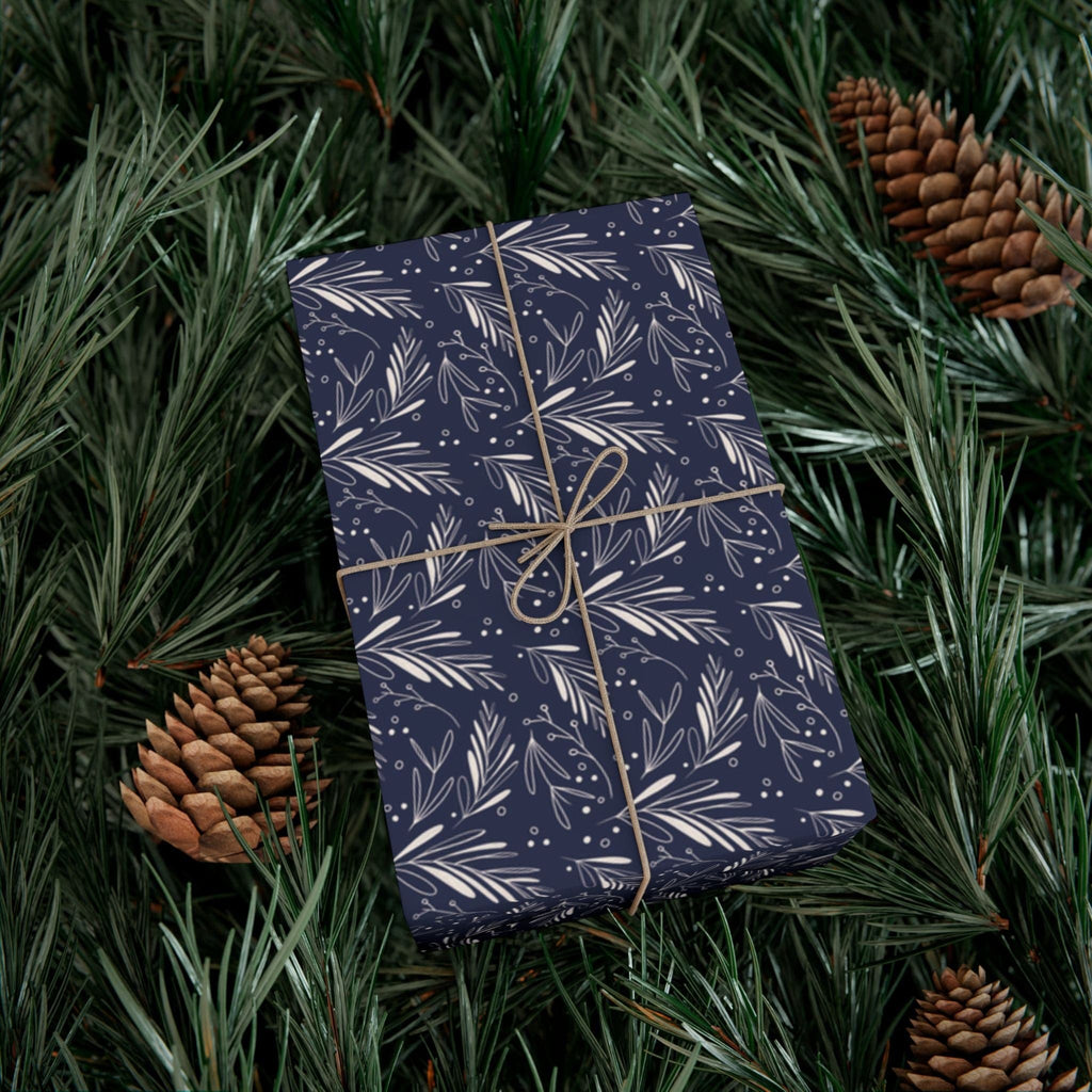 Home Decor 29'' x 72" / Matte Blue Frosted Foliage Gift Wrap Papers