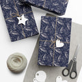 Home Decor 29'' x 72" / Matte Blue Frosted Foliage Gift Wrap Papers