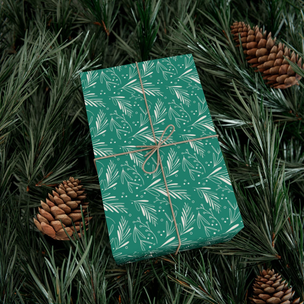 Home Decor 29'' x 72" / Matte Green Frosted Foliage Gift Wrap Papers
