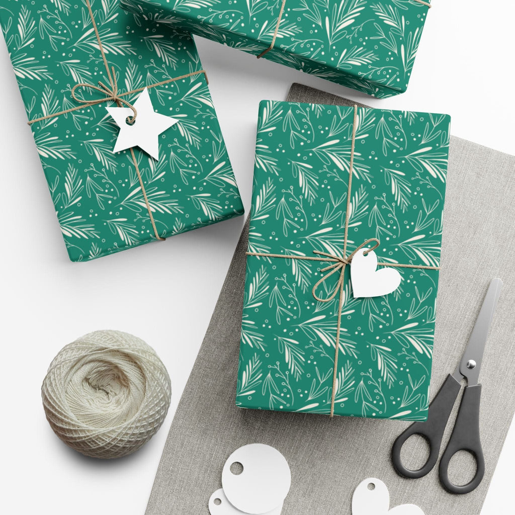 Home Decor 29'' x 72" / Matte Green Frosted Foliage Gift Wrap Papers