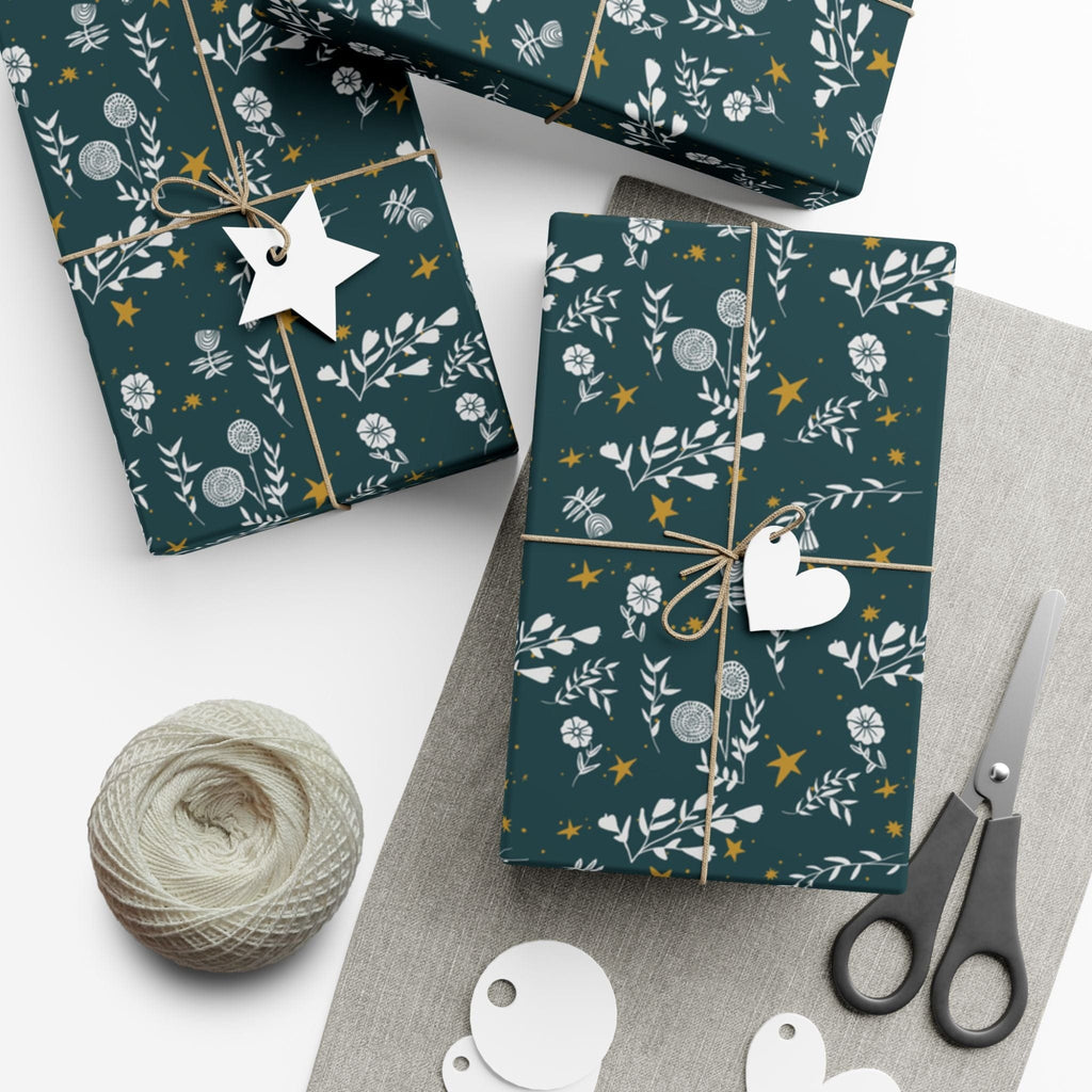 Home Decor 29'' x 72" / Matte Stars and flowers Gift Wrap Papers