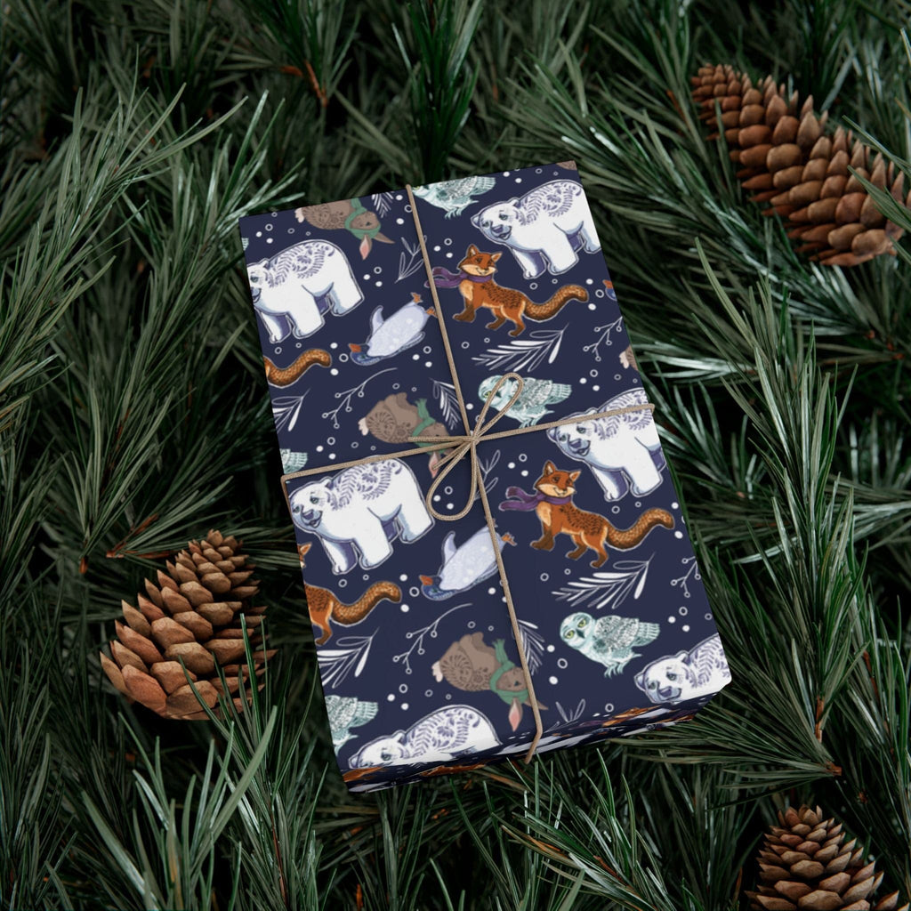Home Decor 29'' x 72" / Matte Winter Animals Gift Wrap Papers