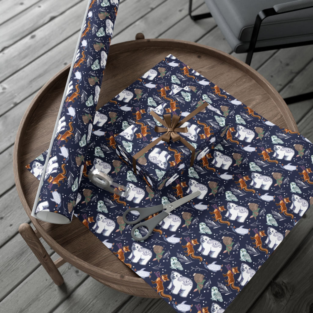 Home Decor 29'' x 72" / Matte Winter Animals Gift Wrap Papers