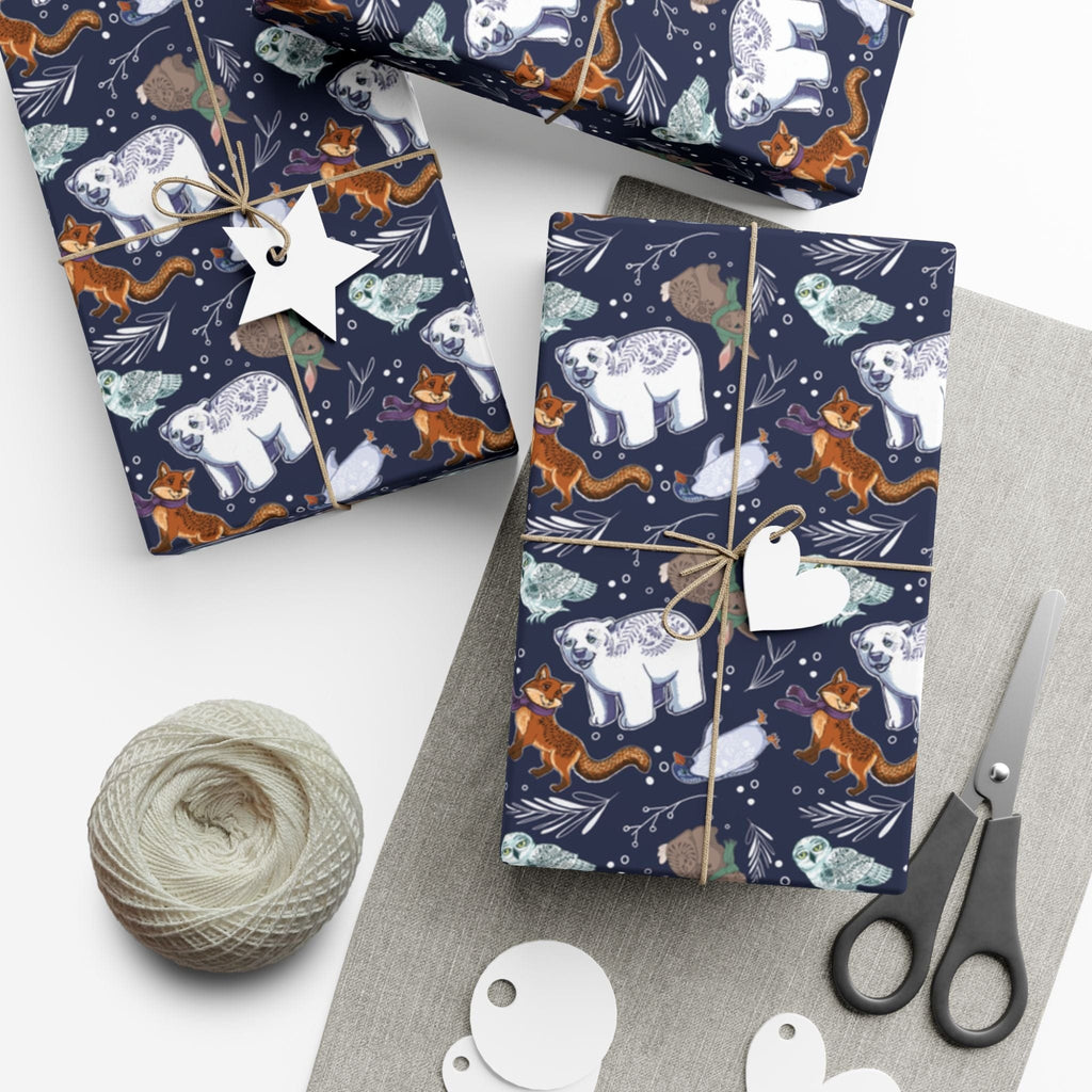 Home Decor 29'' x 72" / Matte Winter Animals Gift Wrap Papers